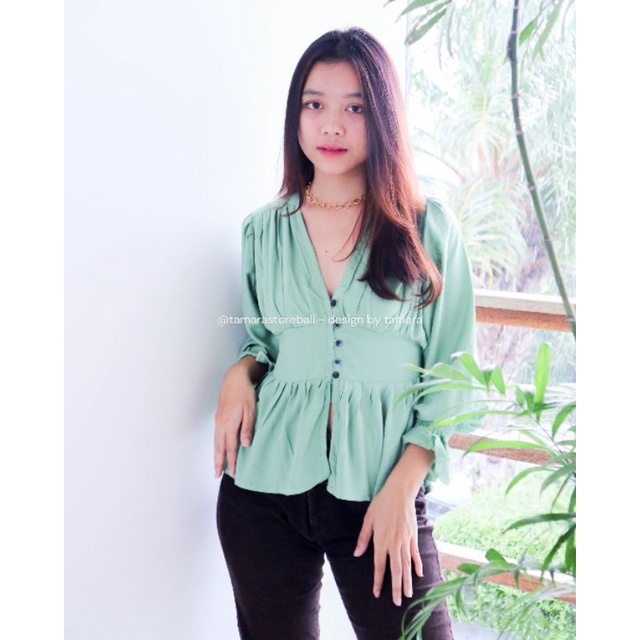 JENNIE BASIC TOP LENGAN PANJANG TOP KANCING SABRINA BLOUSE