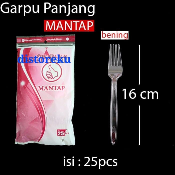 isi 25pcs garpu makan plastik panjang bening kualitas tebal fim mantap