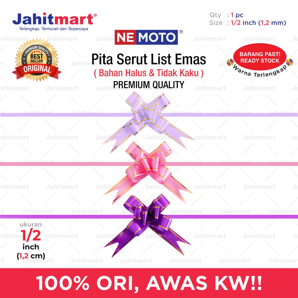 

PITA SERUT / PITA TARIK 12MM LIST EMAS