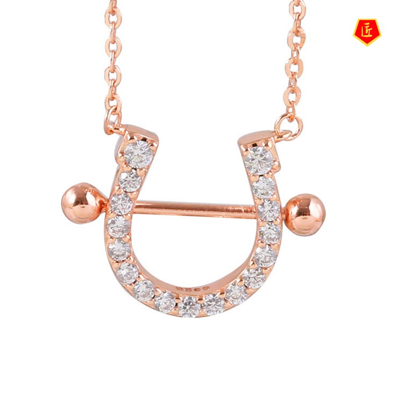 [Ready Stock]S925 Silver Horseshoe Necklace Women's Design Simple Temperament