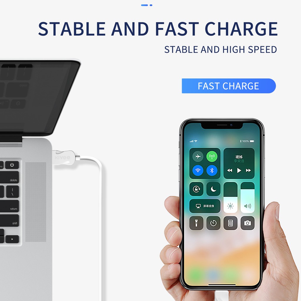 Kivee Kabel Data Android Type-C USB Fast Charging White Samsung Xiaomi Vivo Oppo 2.1A