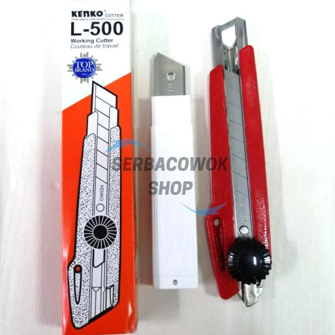 Mudah Paket Pisau Cutter Kenko L 500 Besar + Isi Cutter 1 Pak Cutting Knife Promo