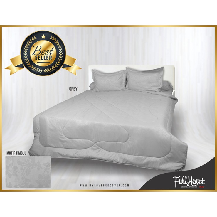 Bed Cover Polos Full Heart My Love Grey Single 120x200 Shopee Indonesia