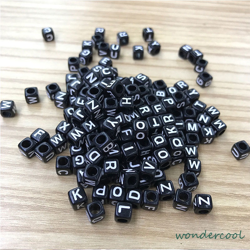 100 Pcs/pack Diy Hip-Hop Punk Hitam Gelang Persegi Manik-manik Aksesoris Fashion-Won