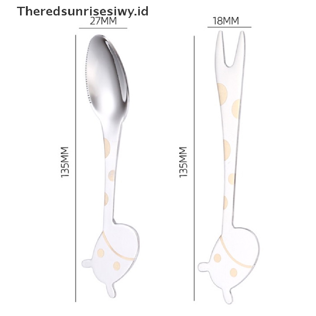 # Alat Pemotong Buah # Sendok Garpu Buah / Dessert Dengan Gambar Kartun Binatang Jerapah Untuk Anak-Anak