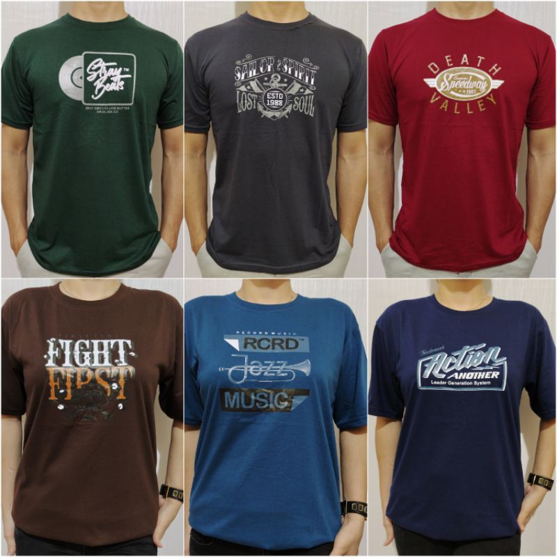 Kaos oblong gambar tulisan basic size L XL