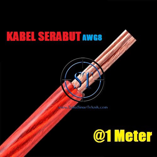 Kabel AWG 8 3.2mm Strom Power Mobil DC Strum High Quality 8AWG Setrum Instalasi Audio Mobil Sound Tebal Serabut Aki Ground