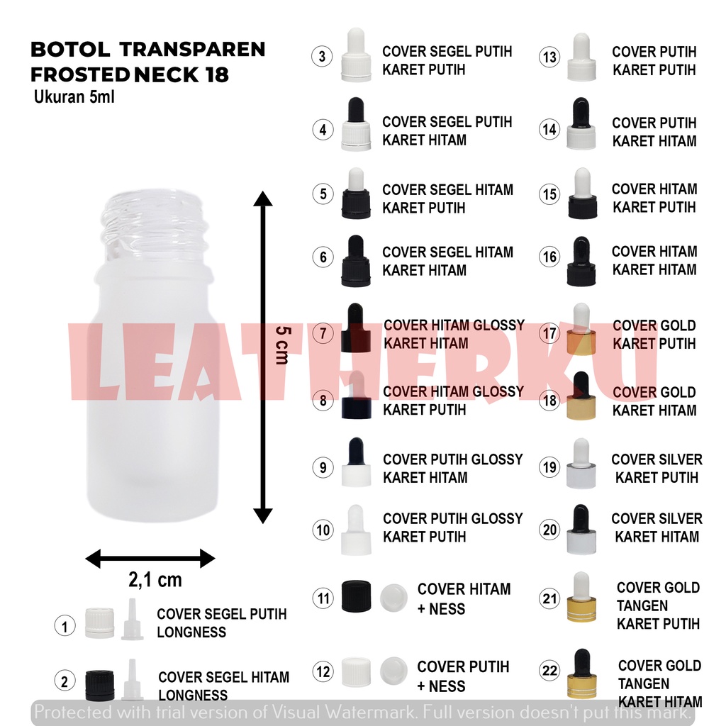 Botol Kaca Pipet Import 5 ML Transparent Frosted