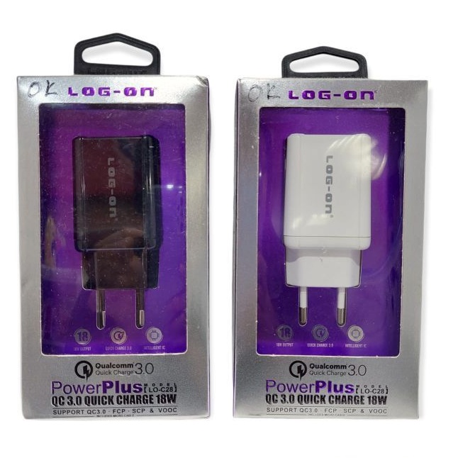 CHARGER LOG-ON LO-C28 QUICK CHARGER 3.0 PENGISIAN DAYA CEPAT