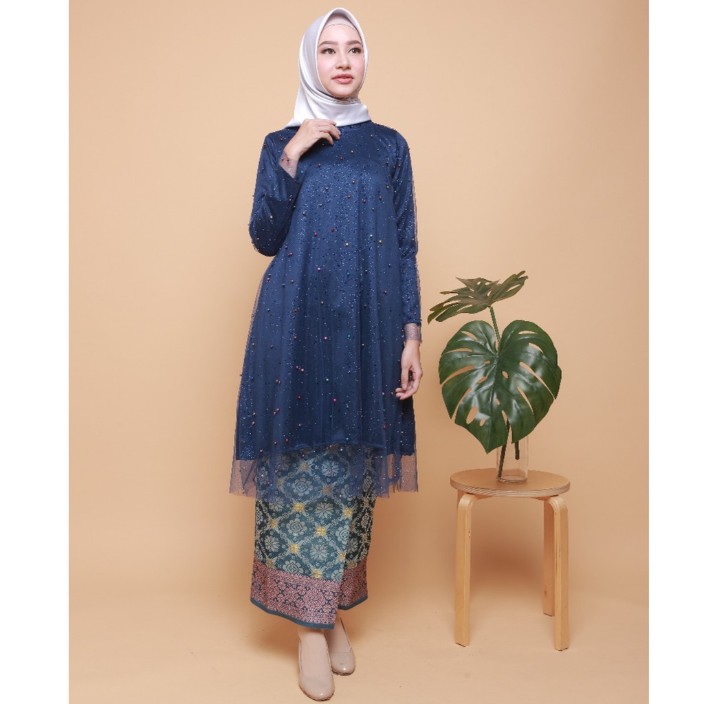 KEBAYA TUNIC PEARLY NAVY SET SONGKET KEBAYA LAMARAN KEBAYA WISUDA KEBAYA KONDANGAN MODERN