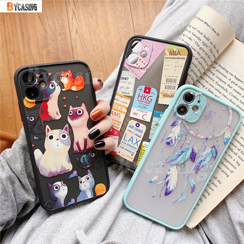 Casing Samsung Galaxy A03S A22 4G A52 A72 A02S A12 Samsung M11 A11 A21S A51 A71 A50S A30S A50 A20S A10S A20 A30 A70 J2 J7 Prime INS Fashion Dream Cather Animals Cat Lable Travel Hard Camera Protection Case BY