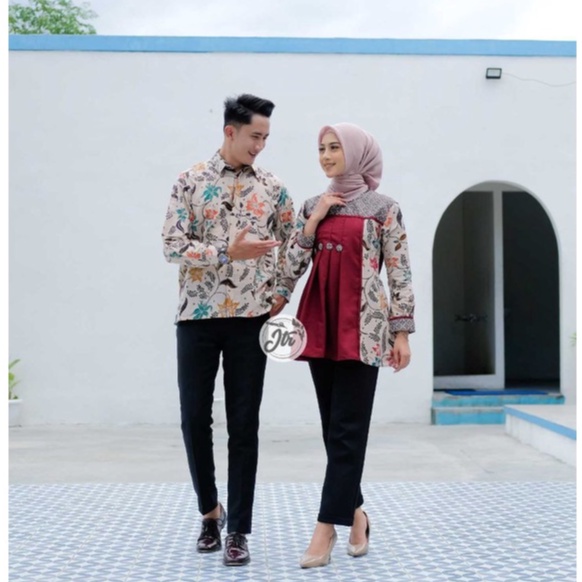 Batik Couple Modern Baju Batik Wanita Modern Atasan Batik Kerja Wanita Blouse Batik Kantor Seragam M L XL XXL