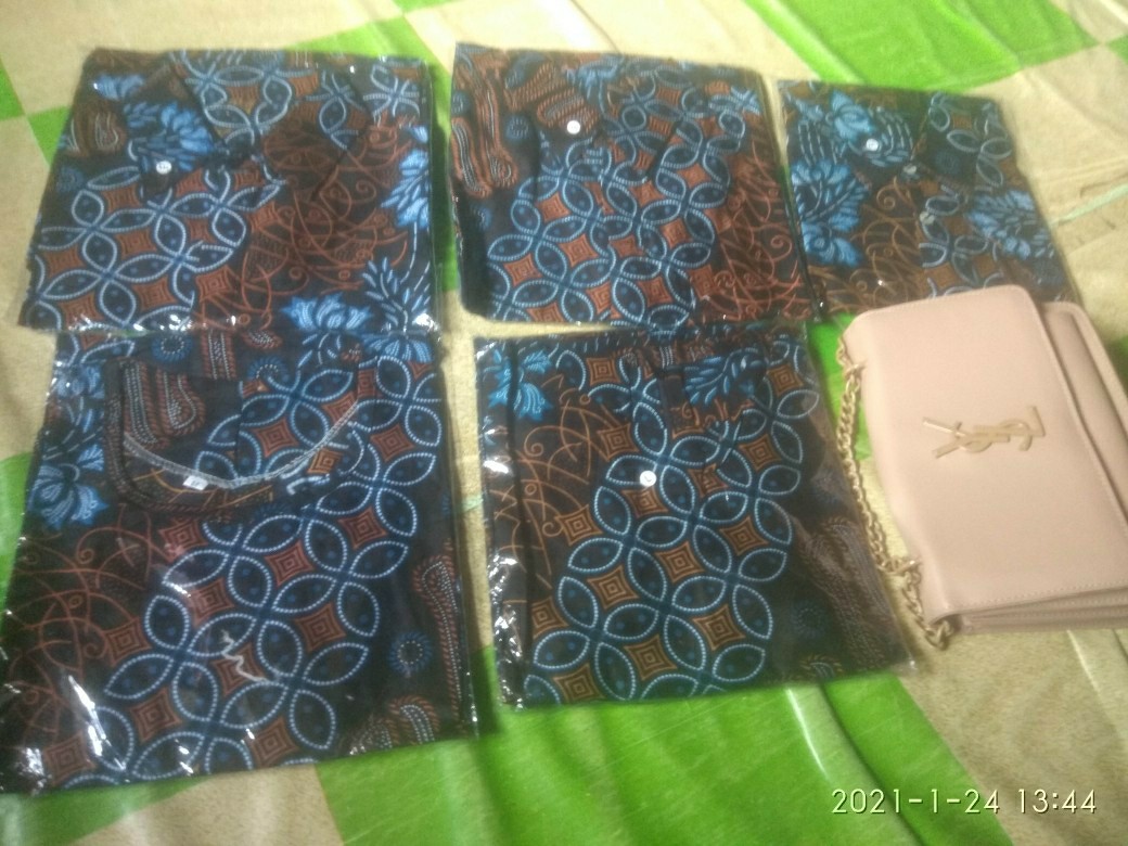 Batik Couple Keluarga Sania Ruffle Ori Ndoro Jowi Dnt Seno Biru