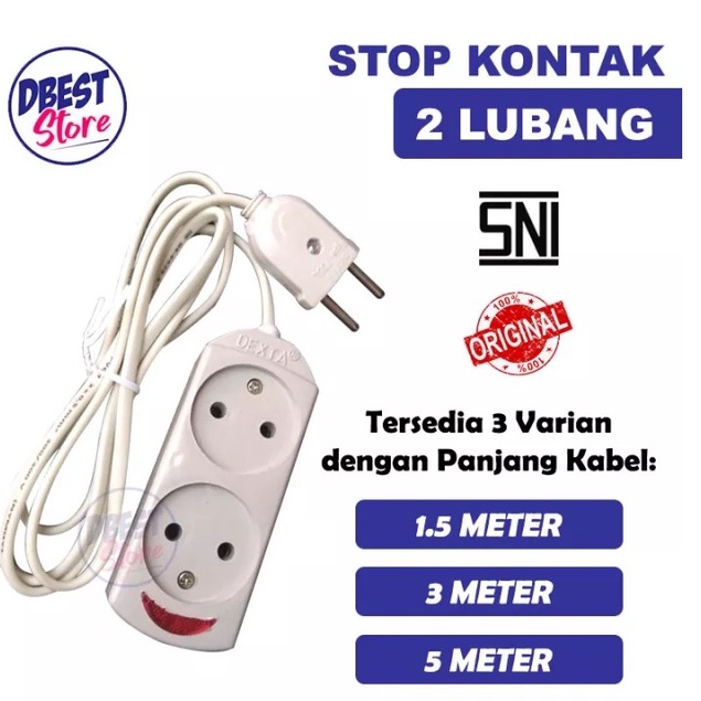 Stop Kontak Listrik Gepeng 2 3 4 5 Lubang + Kabel 1,5 3 5 Meter Full SNI DEXTA