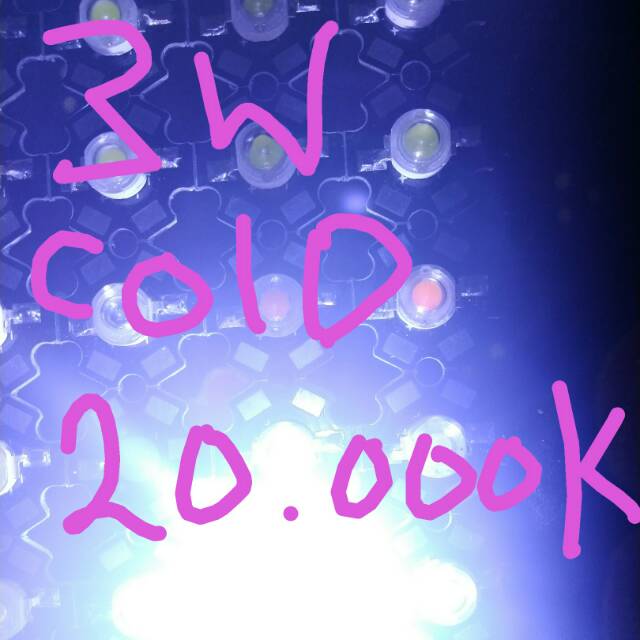 Led hpl 3 watt COLD WHITE putih 20000kelvin parled aquascape highpowerled superbright lampu sorot om