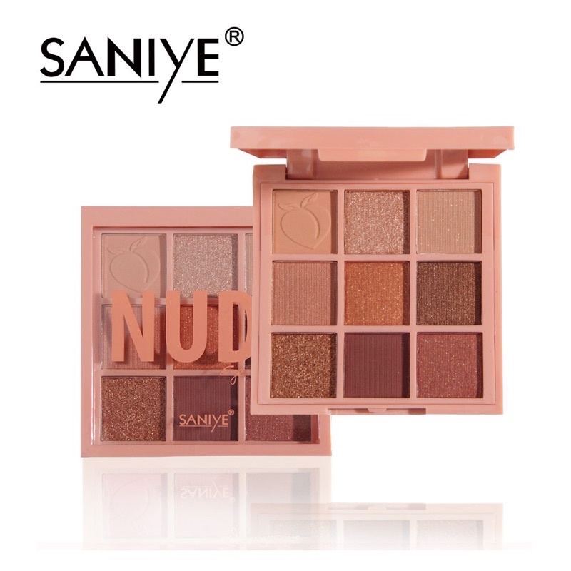 SANIYE E0924 Eyeshadow Palette Nude Glitter Waterproof Eye Shadow Eye Makeup 9 Warna