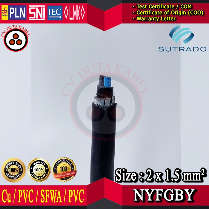 Kabel NYFGBY 2x1,5 mm2 SUTRADO /2 x 1,5 mm2/2x1.5mm2/2x1.5 mm2/2x1.5mm