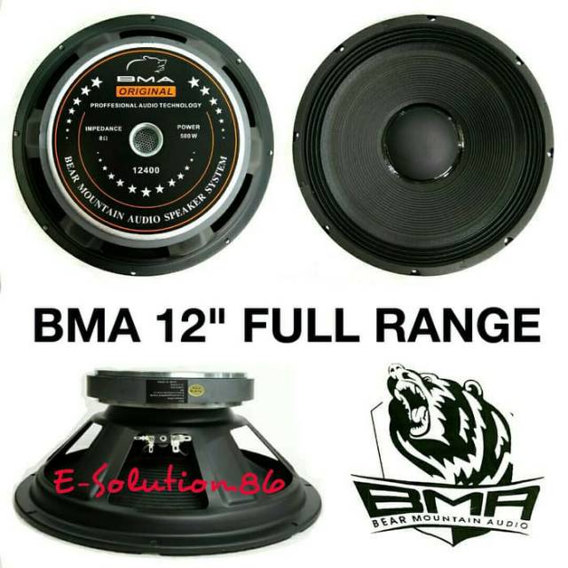 Speaker BMA 12" 12400 ORIGINAL FULL RANGE Speker Fullrange 12 in 500W BMA 12400 Professional Audio