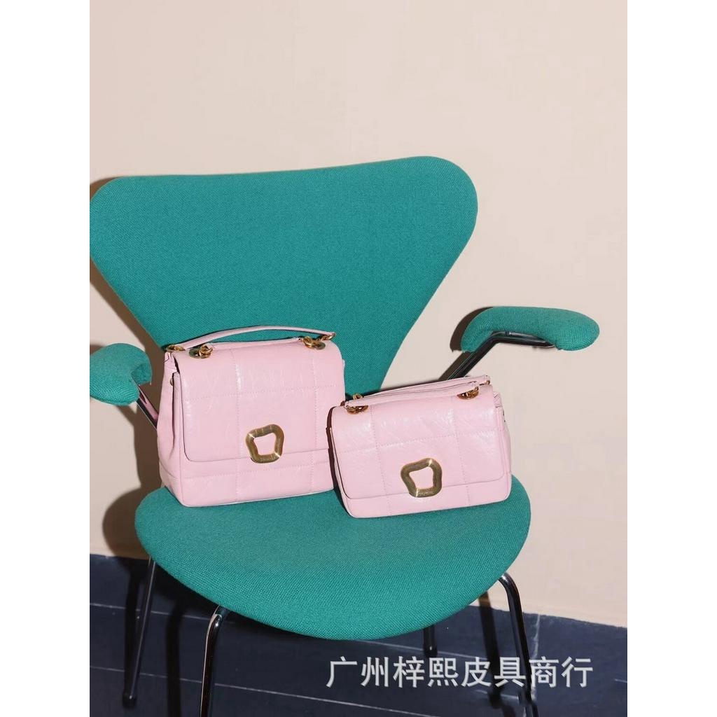 Tas Bahu Wanita Songmont Medium Chocolate Bag Series Wonton Lock Chain Designer's New Layer First Co