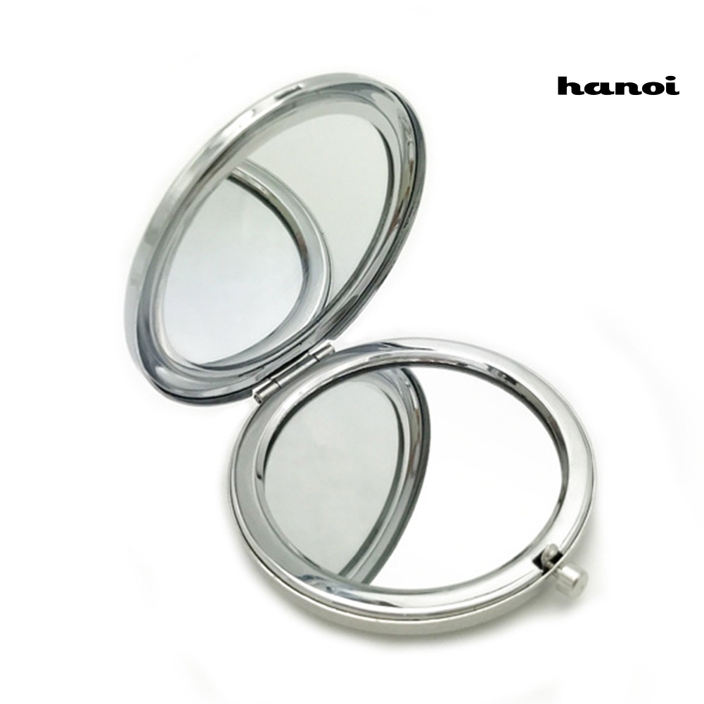 HQTM_Portable Round Metal Double Side Travel Pocket Mirror Women Beauty Makeup Tool