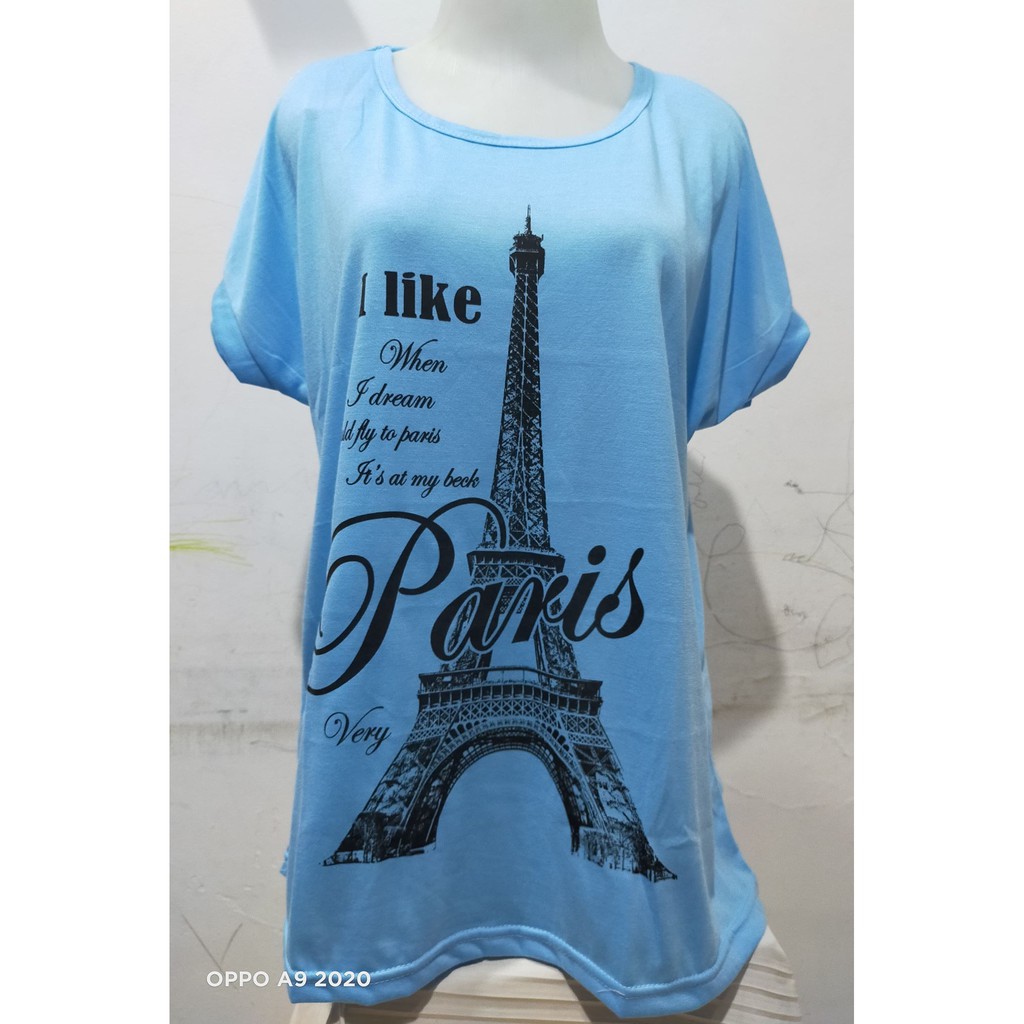 Kaos jumbo motif I LIKE PARIS murah meriah harga grosir