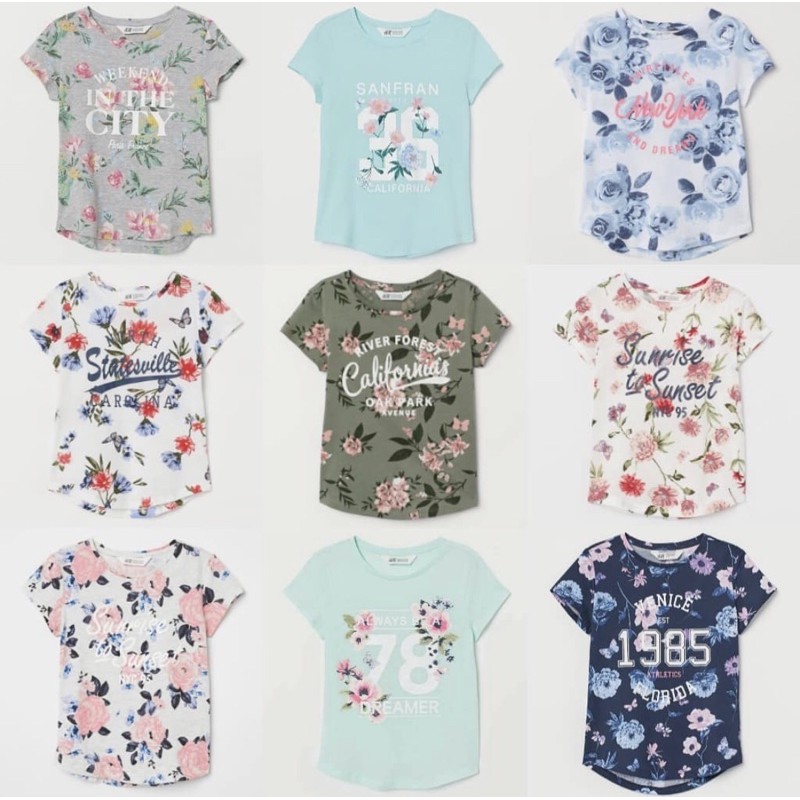 Restock HnM 6y 7y 8y 9y 10y 11y 12y 13y 14y. Kaos anak perempuan.