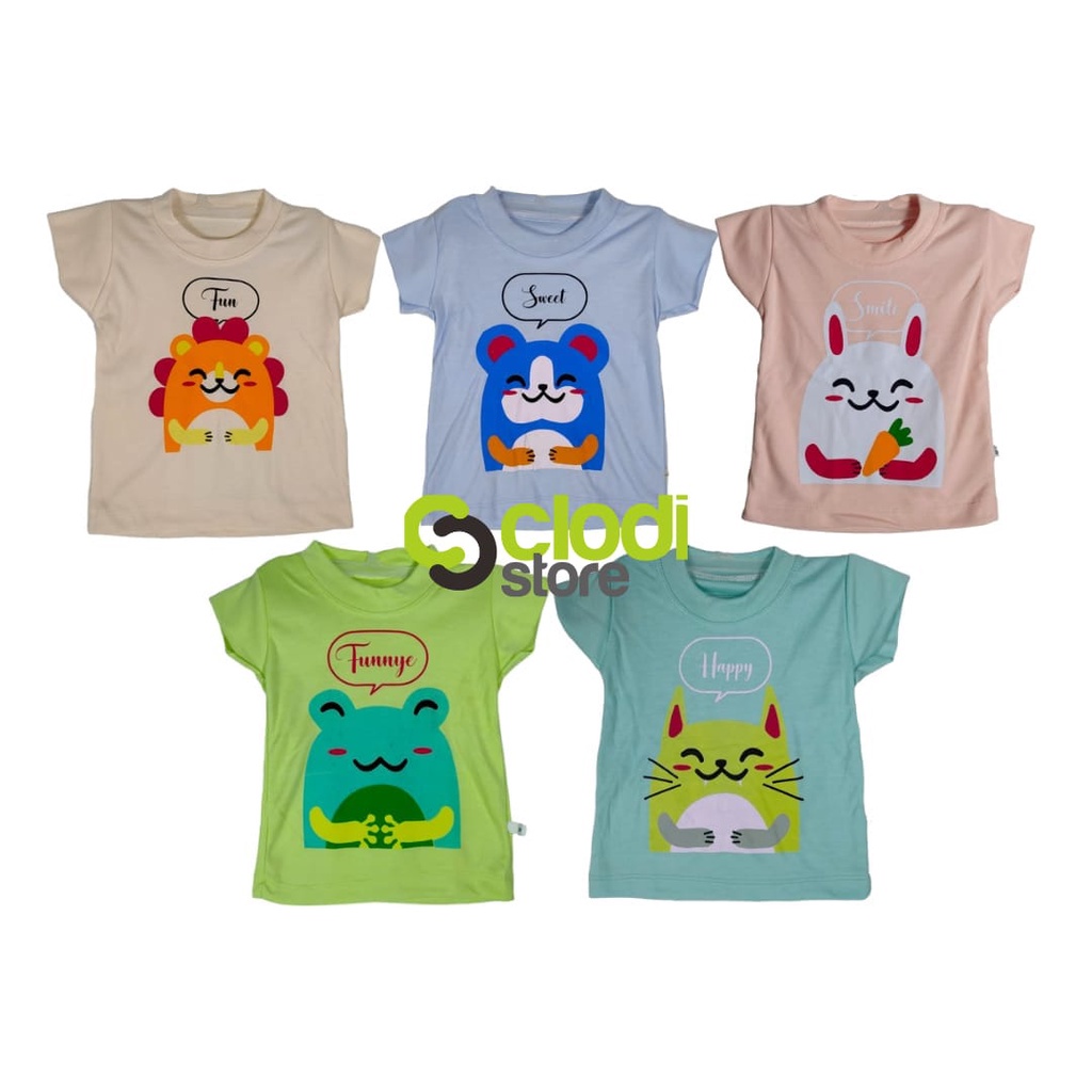 Baju Bayi 1 pcs Oblong Baju Tangan Pendek SML  Keyko Velvet Libby Junior Animal/Triangle Tangan Pintar Kaos Oblong Libby Print Kaos Oblong Lengan Pendek Baju Kaos Bayi Baju Kaos Anak Oblong Velvet Junior Bahan Katun Cotton Lembut SNI