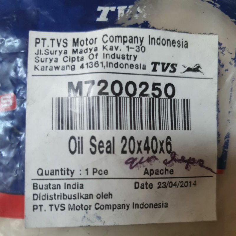 Seal Gir Depan Apache 20 40 6 TVS