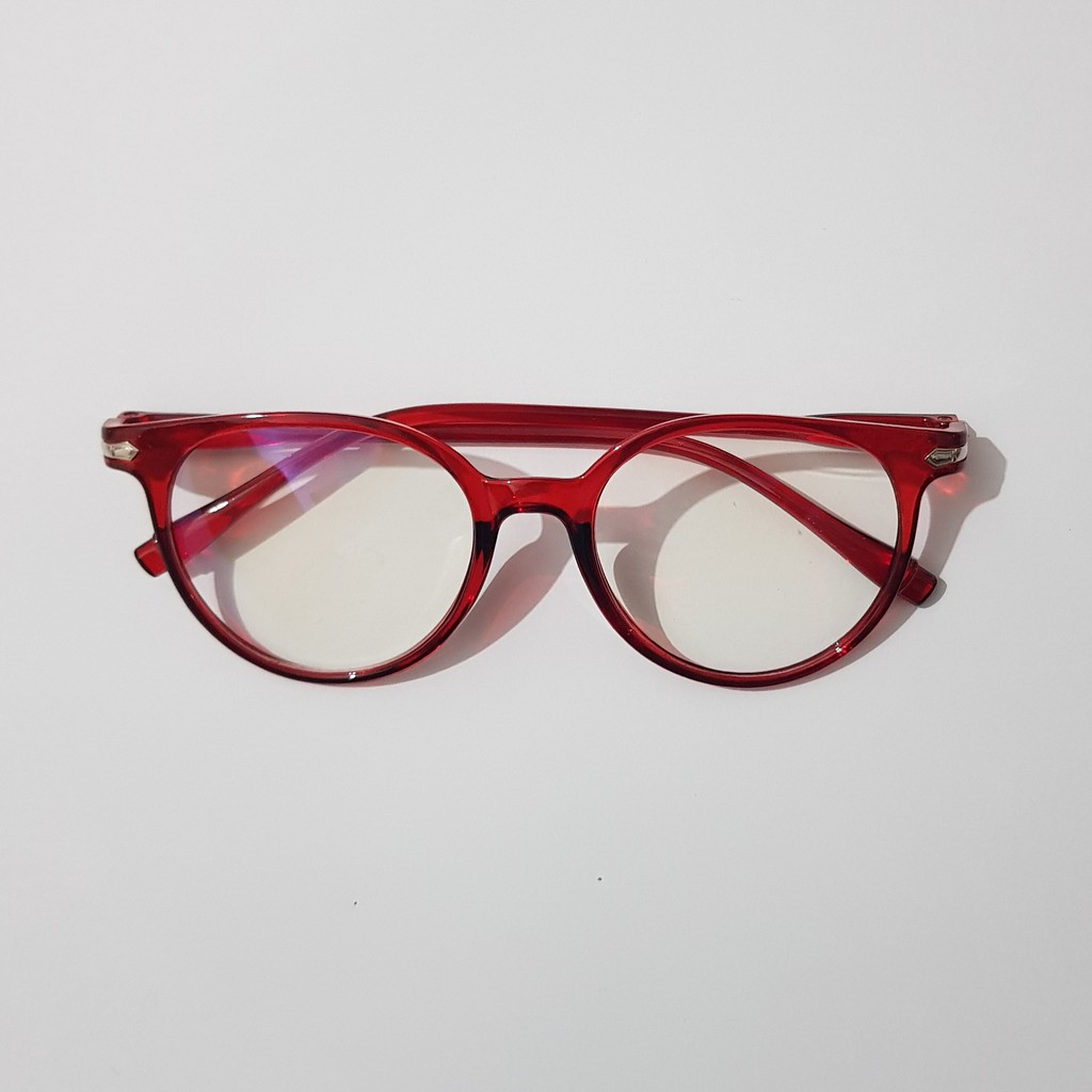Kacamata Anti Radiasi Fashion Wanita Pria Frame Ringan Korea Design Lensa Transparan Anti UV-maroon