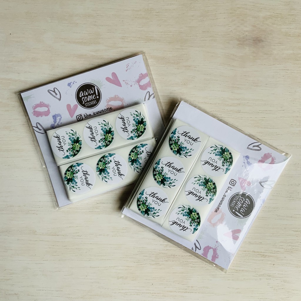 

Sticker Label Thank You Warna Putih Daun untuk Packaging , Kado , Kemasan Kue & Snack