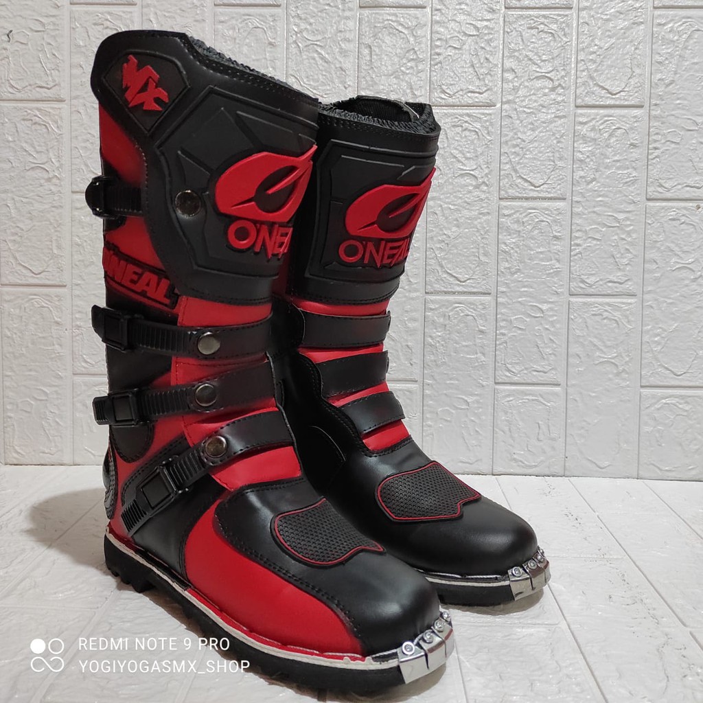 sepatu trail cross oneal protector terlaris hitam merah