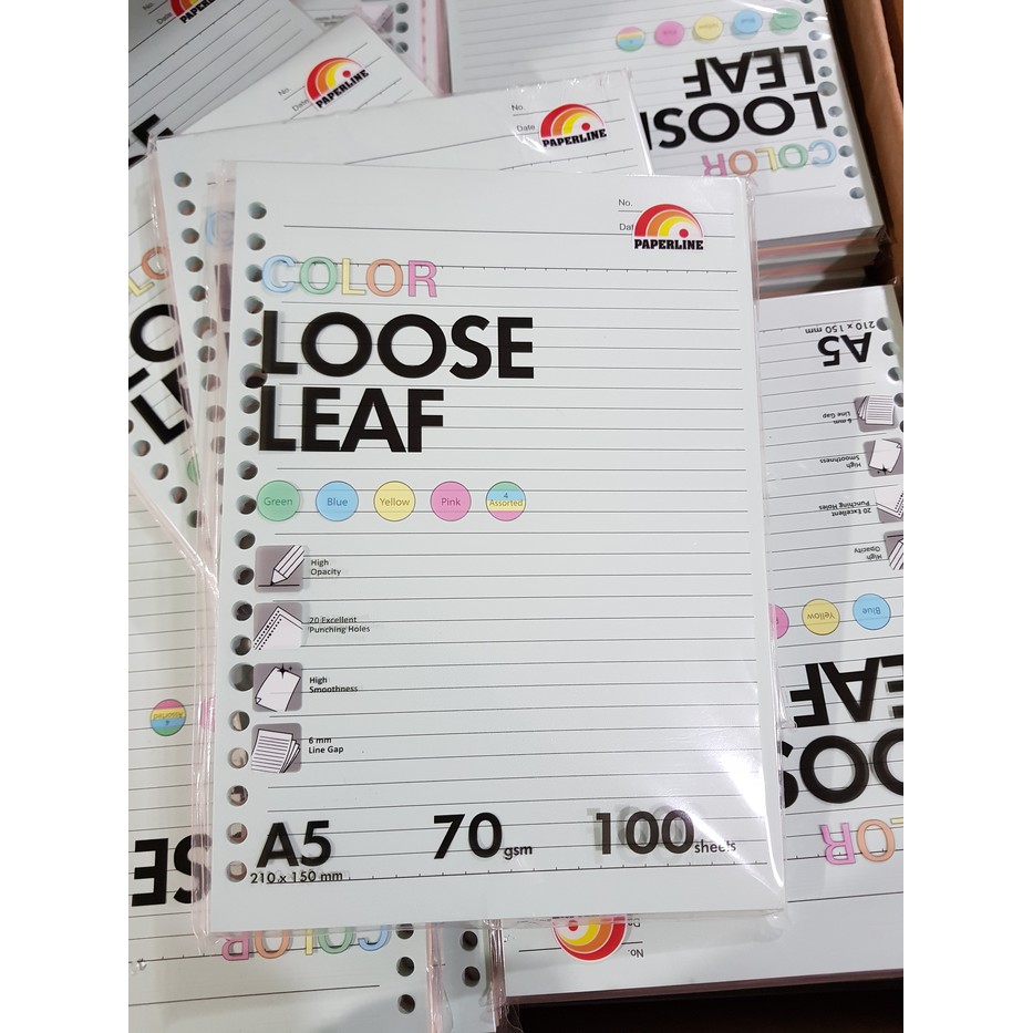 

Kertas File - Kertas Note - Isi Kertas Binder Kertas Loose Leaf Color A5 70Gsm 100Sheets Paperline