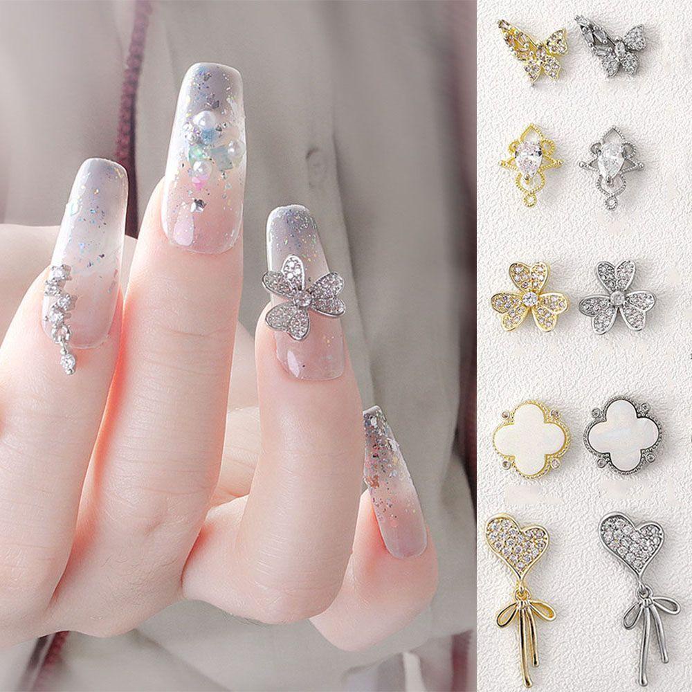 MXBEAUTY 3d Butterfly Nail Rhinestones Shiny Manicure Nail Art Perhiasan Busur Mewah Zirkon