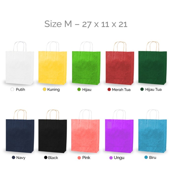

NEW Paper Bag Warna Polos kantong Kertas Goodie Souvenir Hamper 27x11x21 M - MIX MEDIUM