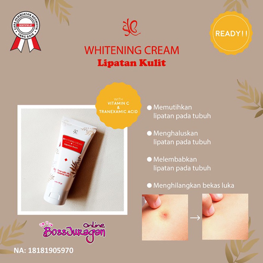 (BOSS) SYB Whitening Cream Lipatan Kulit 50gr BPOM Original