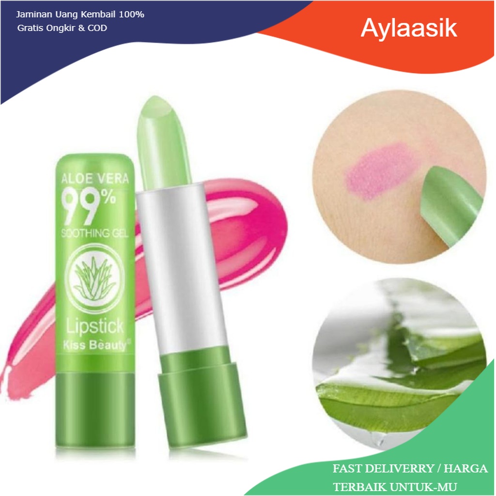 Boleh COD Lip balm Aloevera Lipstik Libbalm Aloevera 99% Melembabkan bibir kering dan bibir pecah pecah