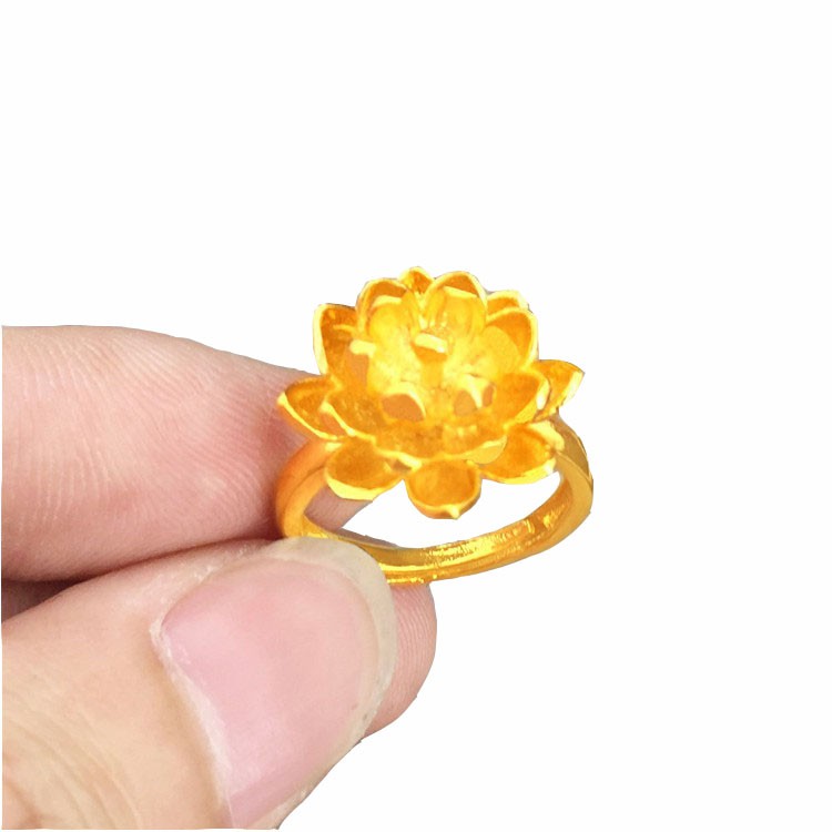 Cincin Lapis Emas Model Bunga Teratai 3d Untuk Wanita Cincin Emas