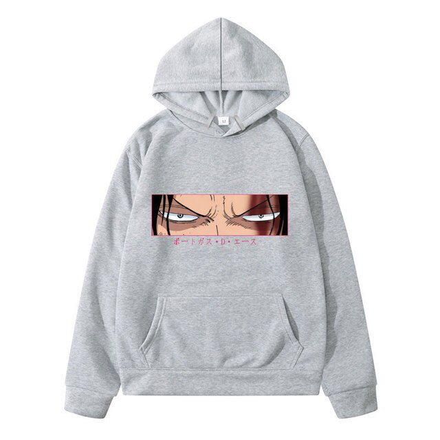 Sweater Hoodie PORTGAS D ACE EYES Jumper Anime ONE PIECE Pria Wanita Bahan Fleece Ukuran S M L XL XXL XXXL