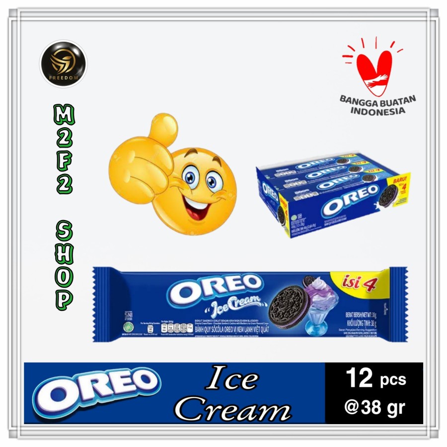 Biskuit Oreo Sandwich Blueberry Ice Cream - 38 gr (Kemasan Pack)