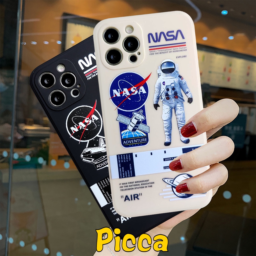 IPHONE Casing Ponsel Luar Angkasa Astronot Nasa Untuk Iphone11 14 13 12 Pro Max7 8 6 6s Plus XS Max XR X SE 2020 14 Pro Max Tepi Lurus Shockproof Soft TPU Cover