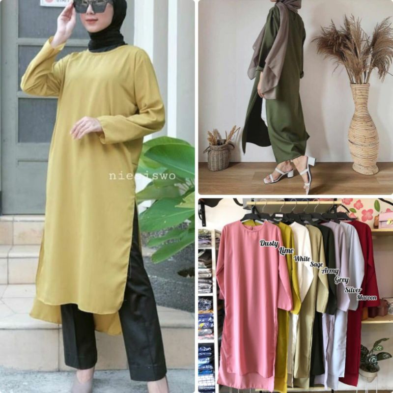 BTC_SOLO01 || MOORA LONG TUNIK || TUNIK POLOS BELAH SAMPING || TUNIK PANJANG BELAH SAMPING || TUNIK 