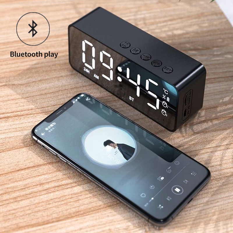 COD Speaker Bluetooth 5.0 Jam Alarm LED Display Ultra Bass FM Radio Portable Stereo