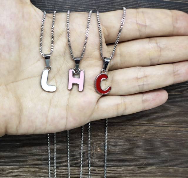 Fifi Fashion Kalung Liontin Huruf CAT liontin alphabet  liontin inisial lapis emas SILVER