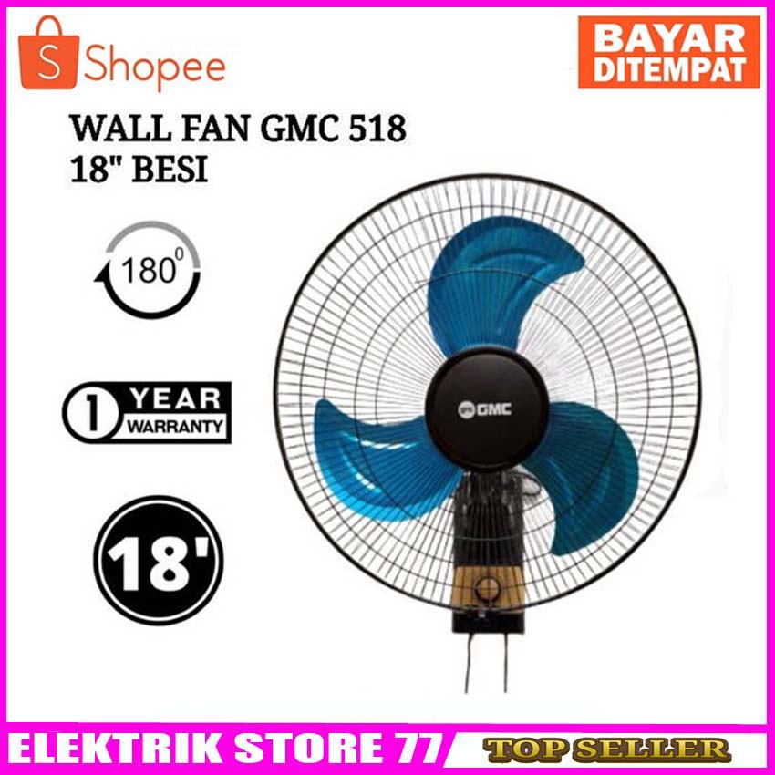 Kipas Angin Dinding / Wall Fan GMC 518 - 18inch Baling-Baling Bahan Besi