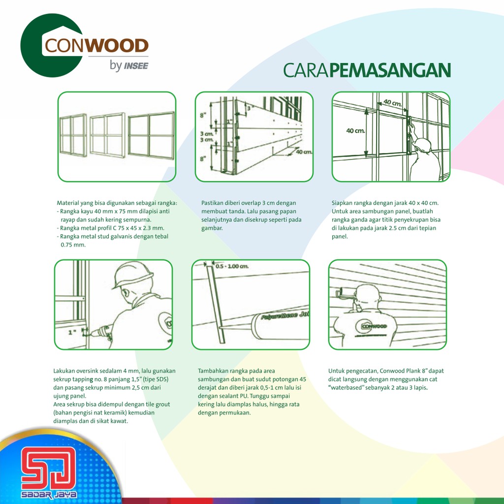 Conwood Plank Juara 8&quot; Lisplang 20cm x 3meter x 8mm Fiber Cement GRC