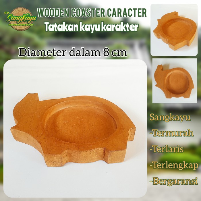 Wooden Coaster caracter tatakan gelas kayu unik tatakan cangkirkopi 02