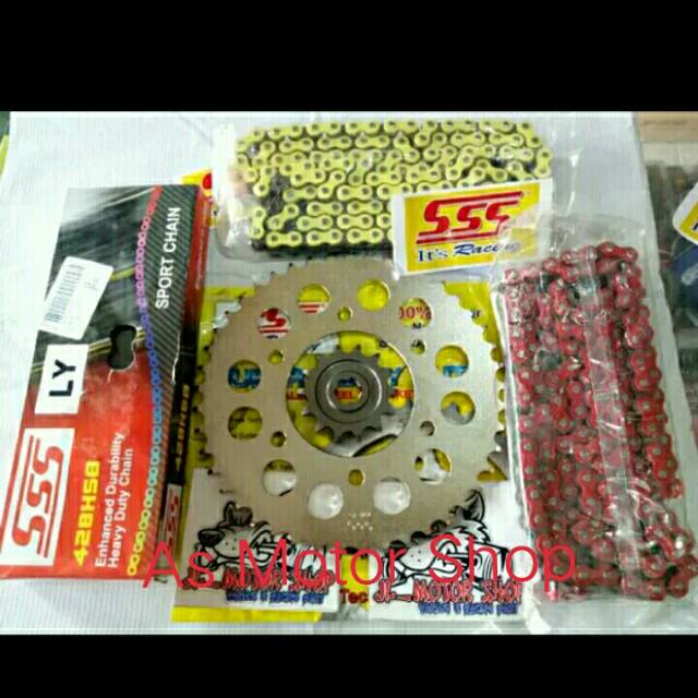 Gear set sss 428 rantai warna sss original 130L klx150 -dtracker150