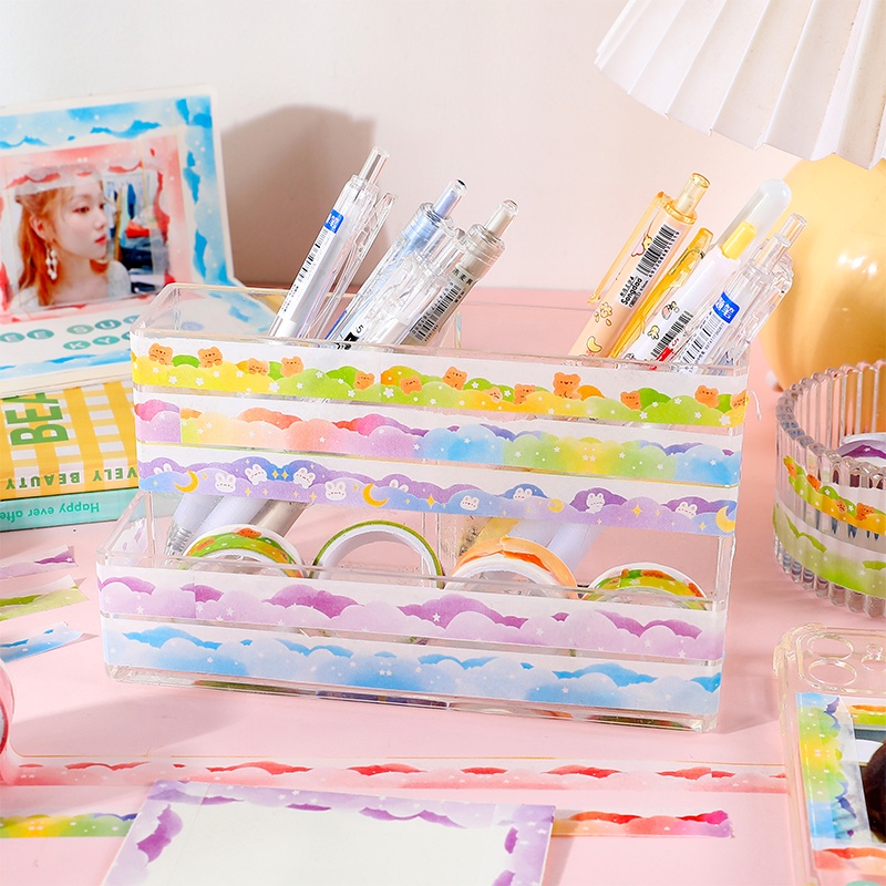 Stiker Kertas / Selotip Washi Gambar Awan Lucu Untuk Dekorasi Handbook DIY