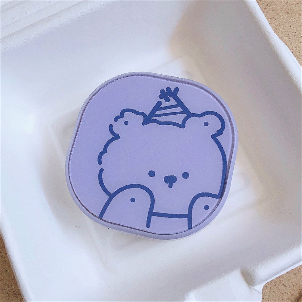 ROW Glasses Accessories Contact Lens Box Portable Storage Container Contact Lens Case Travel Cute Easy Carry Bear Cartoon with Mirror/Multicolor