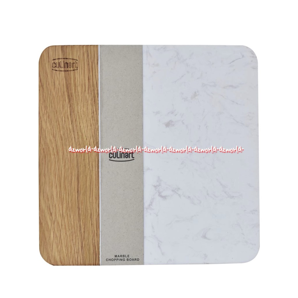 Culinart 26x26cm Papan Talenan Marbel Kayu Persegi Tempat Memotong Irisan Papan Tempat Memotong Irisan Model Kotak Culin Art Cutting Board Warna Putih Coklat